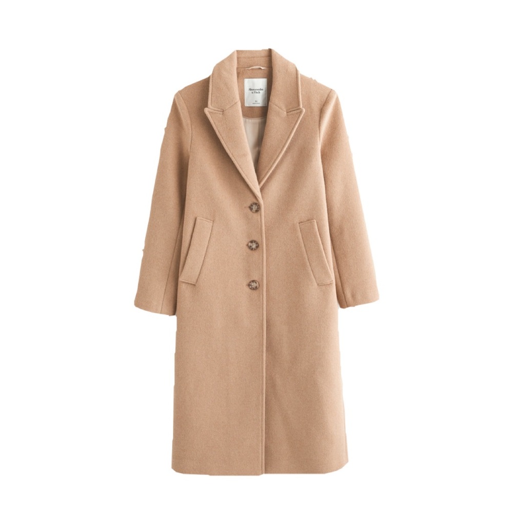 Abercrombie & Fitch Camel Wool Blend Dad Coat Tall Large
